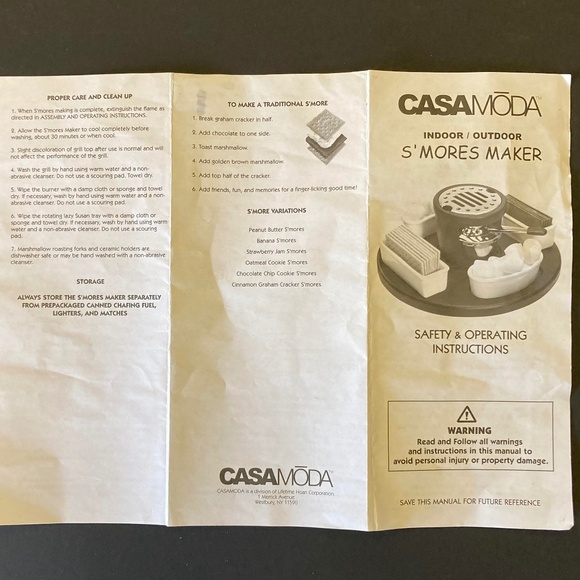 CASA MODA Indoor Outdoor S'Mores Maker Grill w/4 marshmallow roasting forks NEW - Picture 5 of 7